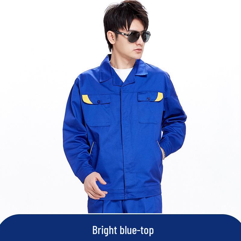 Men's Pure Cotton Embroidered Workwear Set - Long Sleeve, Wear-Resistant, Ideal for Welding & Auto Repair.