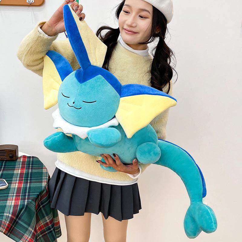30-70cm Vaporeon Plush Toys Large Cartoon Plushie Cute Eevee Anime Pillow Doll Stuffed Gift for Childrens Xmas