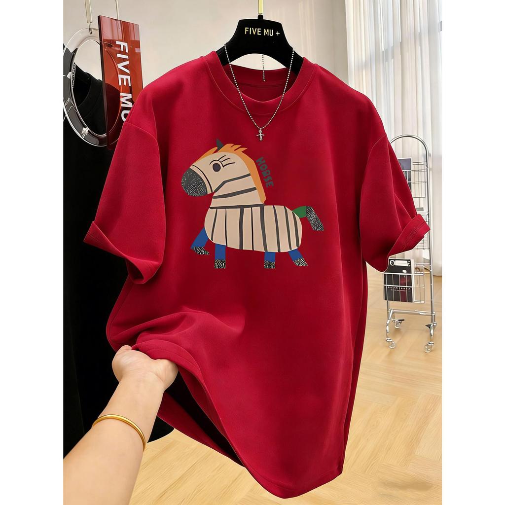 Women's Red Year of the Horse Cotton T-Shirt (2026 New Year Style)