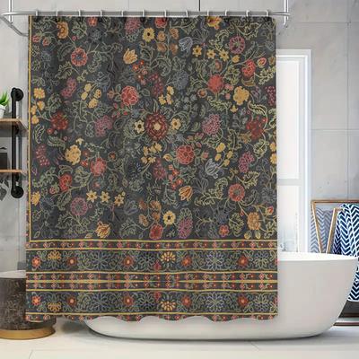 Duschvorhang im Vintage-Stil mit Blumendruck, wasserdicht, Badezimmerdekor in mehreren Farben und Größen für Heimdekoration