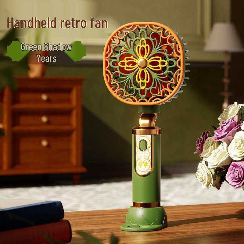 

2026 Retro USB Rechargeable Mini Silent Portable Handheld Fan. 8.5 x 4 x 20 cm зелёный