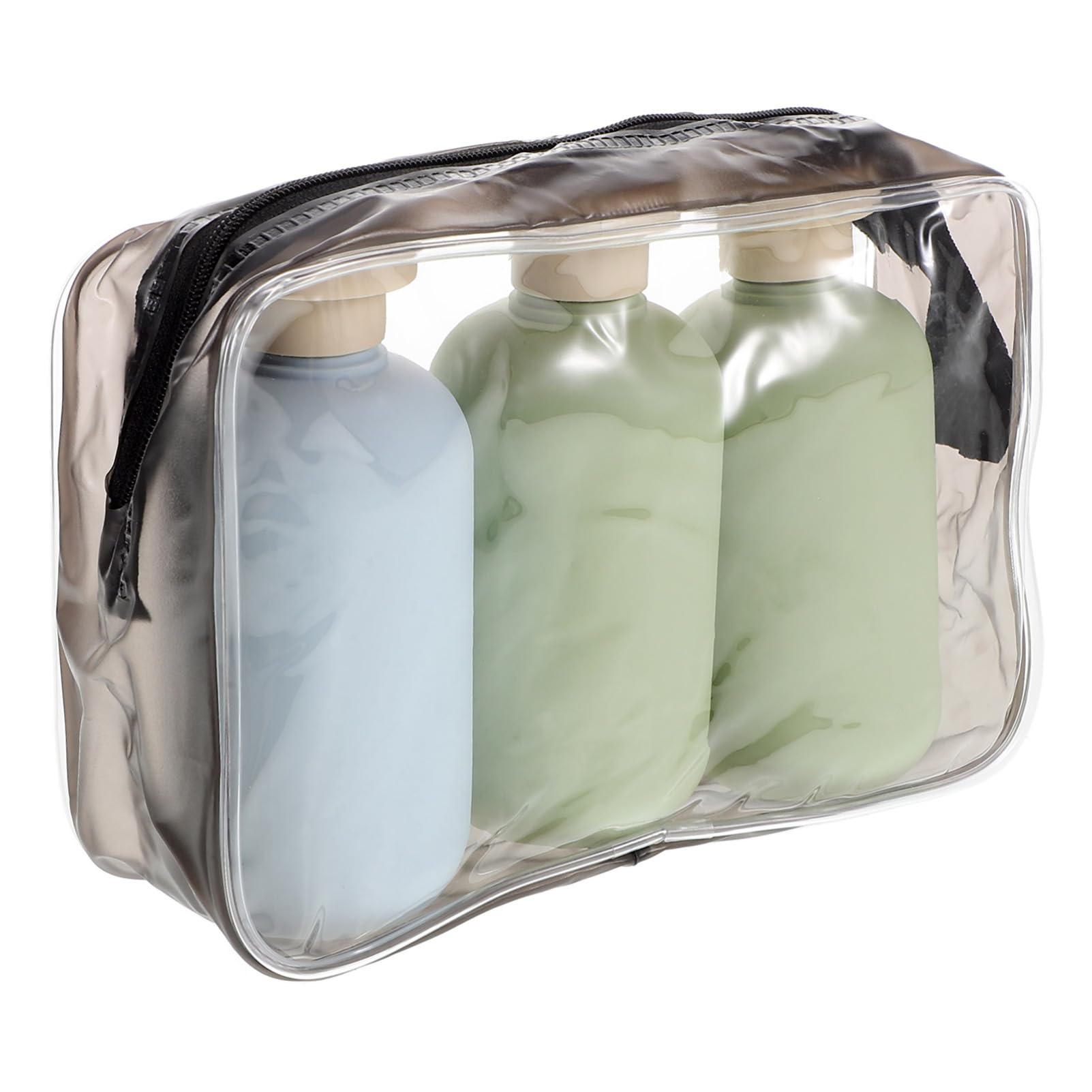 

NUOLUX 3-Pack 200ml Refillable Travel Shampoo and Conditioner Bottles, Portable Lotion Reusable Travel Liquid Containers with Storage Pouch