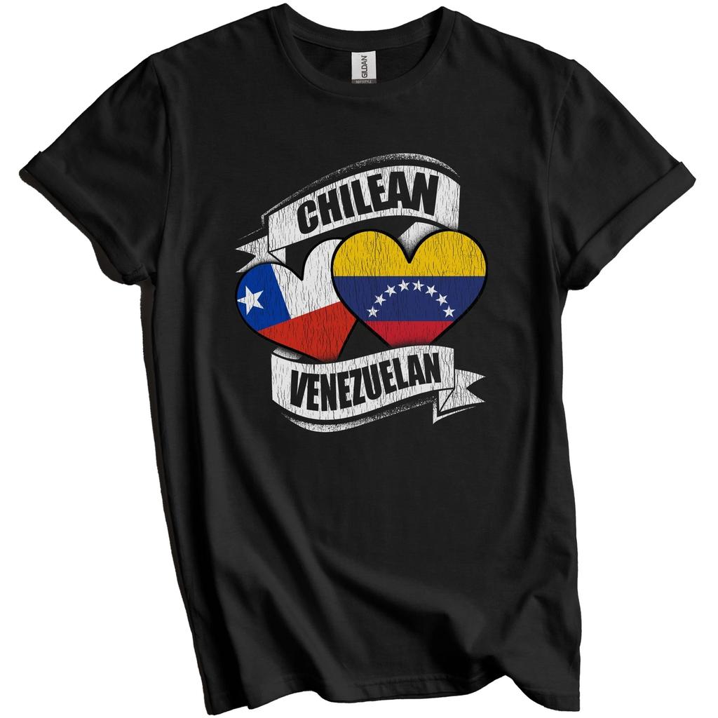 Chilean Venezuelan Hearts Chile Venezuela Flags T-Shirt