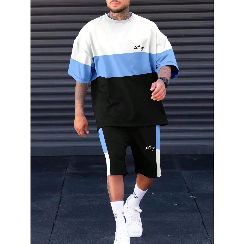 Summer New Casual Men's Short Sleeve Shorts Set T-Shirt Shorts Set ME2-MA1 Comfortable Breathable Fitness Workout Outfit