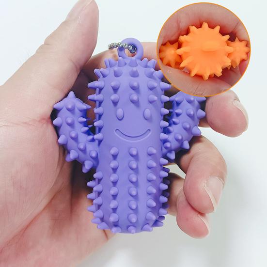 Pichlavý silikonový kaktus Fidget hračka pro úlevu od stresu Usmívající se kaktus Klíčenka Přenosná cestovní Texturovaný kaktus Pomůcka pro bolest Stimmingová pomůcka Senzorická hračka