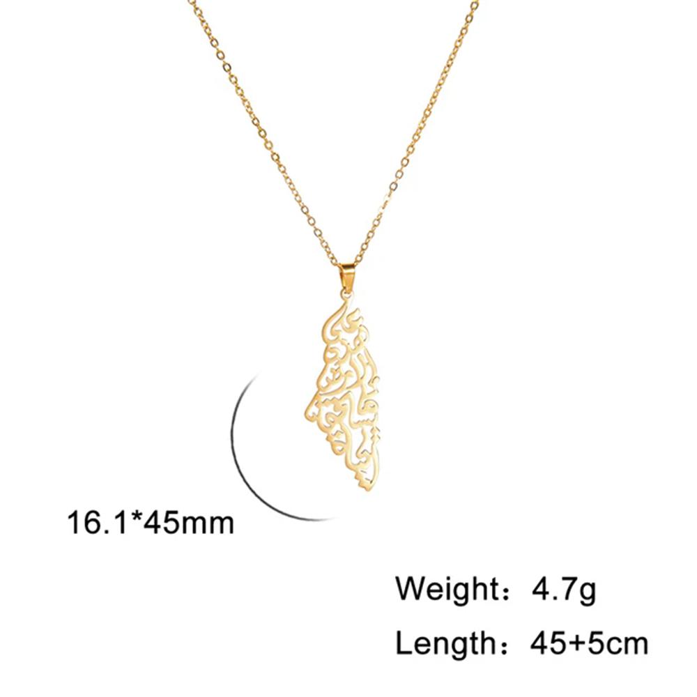 Palestine Arabic Pendant Necklaces for Women Men Country Geographic Charms Chain Choker Fashion Stainless Steel Jewelry