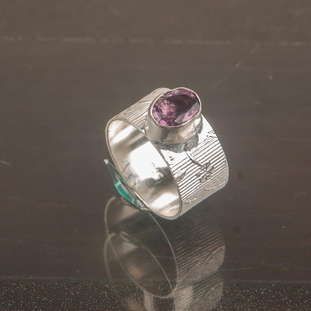 Amethyst Gemstone 925 Sterling Silver Jewelry Handcrafted Ring Gift For Women RR-3-1