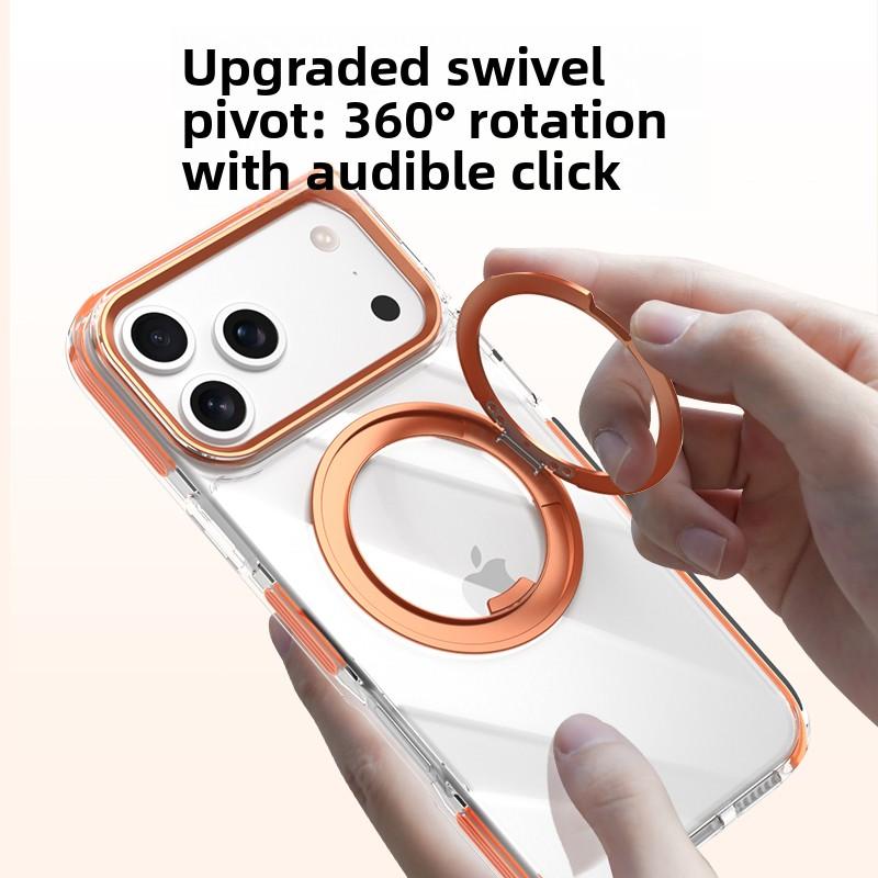 360 Rotating Kickstand Transparent Magnetic Bicolor Phone Case for iPhone 17 Pro Max 16 Plus 15 14 13 12 11 Shockproof Cover