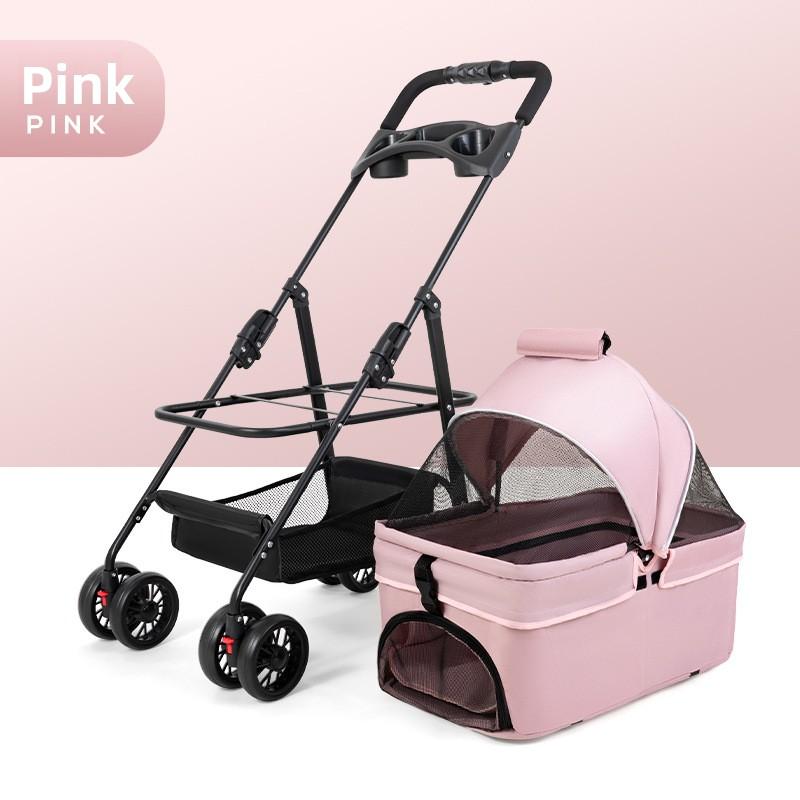 Foldable Pet Stroller Lightweight Cat Dog Carrier Travel Cart Breathable Dog Basket Portable Puppy Pushchair for Outdoor Walking