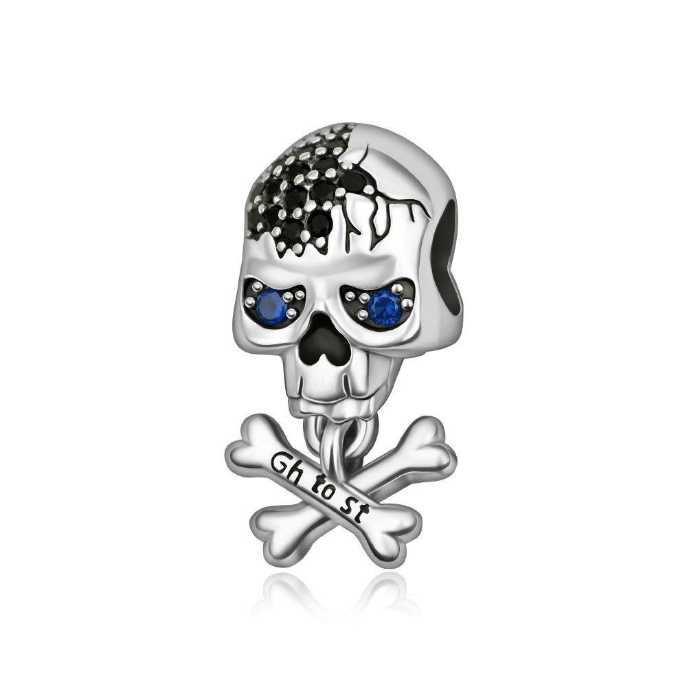 S925 Silver Halloween Fashion Jewelry Pumpkin Skull Pendant Necklace Holiday Themed Accessory