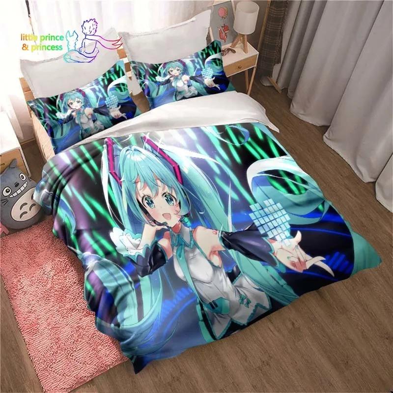 Set de lenjerie de pat Anime Kawaii Japonez Miku Single Twin Full Queen King Size Set de pat Aldult Copil Dormitor Imprimeu 3D