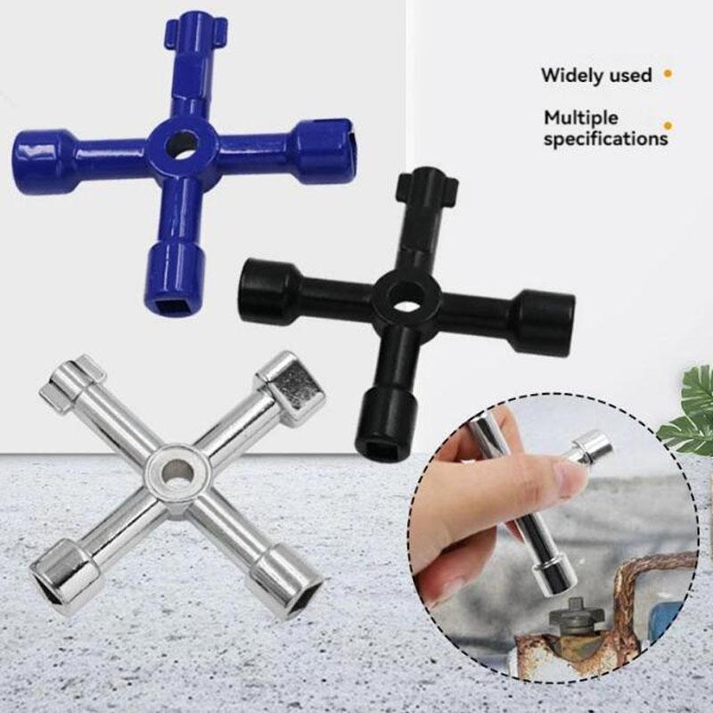 4 In 1 Multifunction Electrician Plumber Utility Cross Switch Wrench Universal Square Triangle Key for Gas Train Bleed Radiator