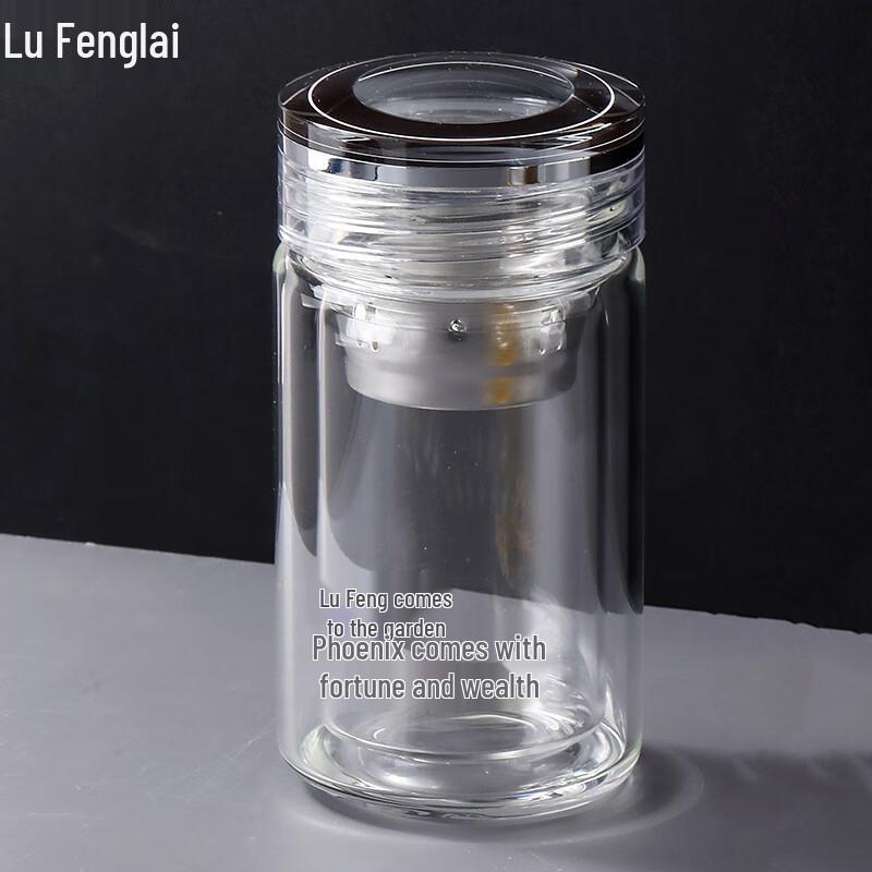 Portable Double-Layer Borosilicate Glass Tea Infuser Bottle 180ML