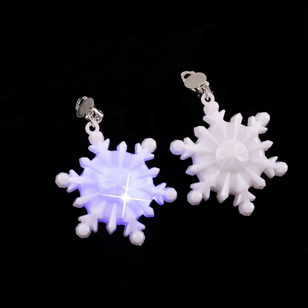 Santa Claus Xmas Dangle Ear Clips Electric Luminous Christmas Pendant LED Drop Earrings  Girls