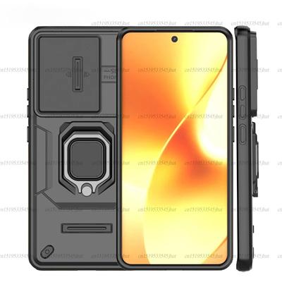 Funda a prueba de golpes para Realme 15 Funda para Realme 15 Pro Soporte de anillo Cubierta trasera magnética para Realme 15 5G Funda con ventana deslizante 6.8 pulgadas