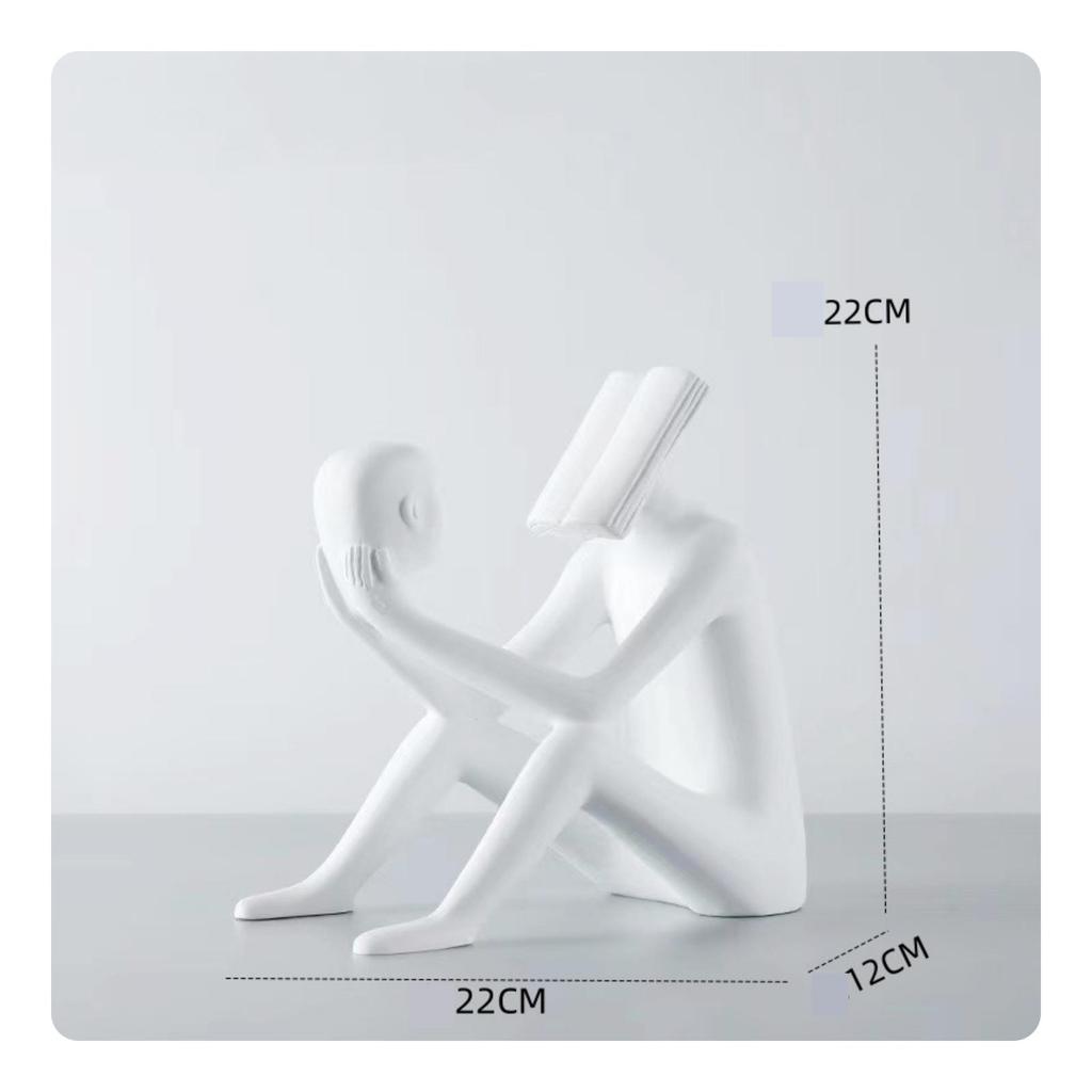 Abstract Sculpture Matte Human Figurine Modern Seated Statue for Art Lovers, Homeowners, Living