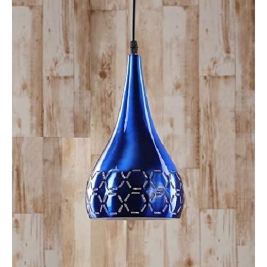 Kovové vyřezávané závěsné světlo stropní závěsné svítidlo, 6" malé, modré, balení po 2