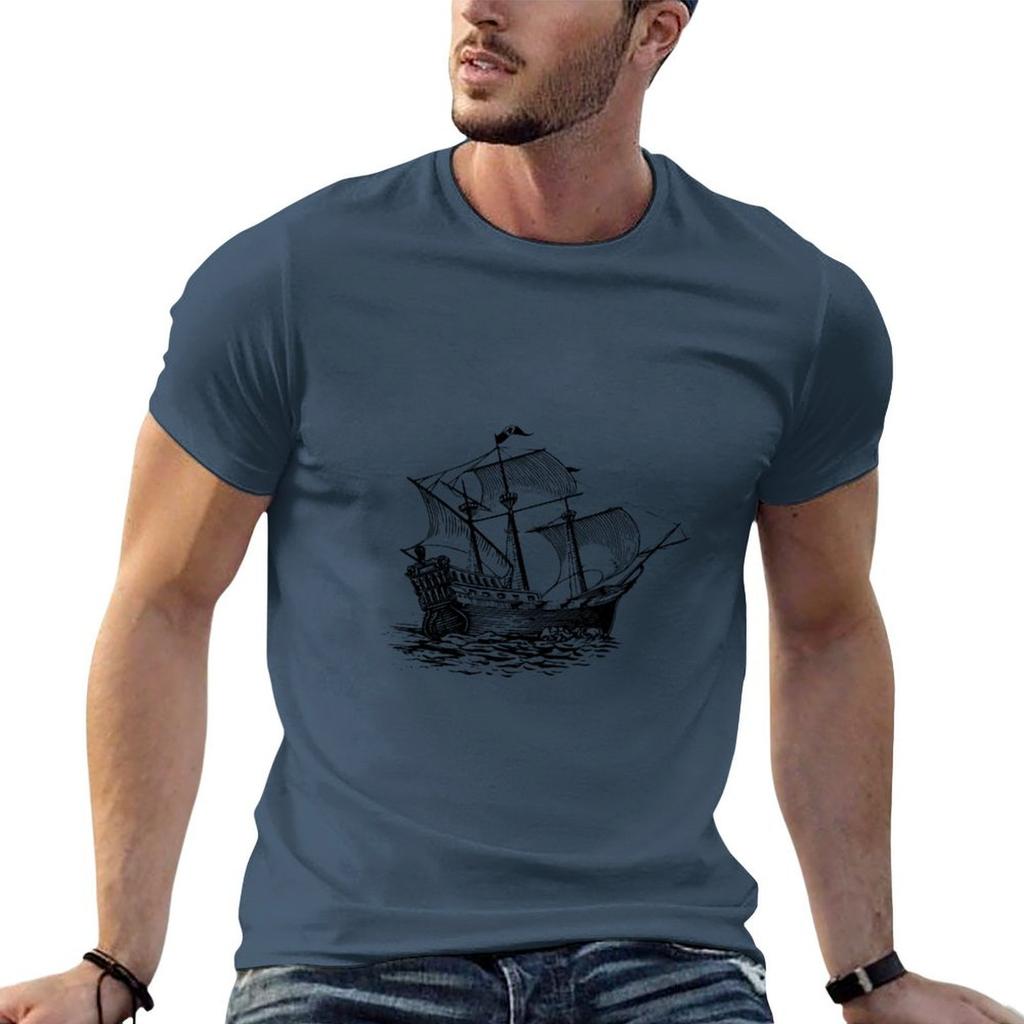 Galleon Ship Tshirt Work Basic Short Sleeve Top
