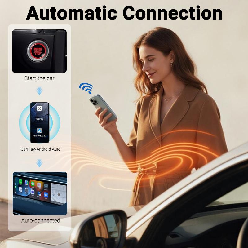 2in1 Mini Box Wireless CarPlay Android Auto Adapter Plug&Play WiFi Fast Connect Universal For Toyota NISSAN Kia VW SUBARU MAZDA