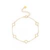 Sterling Hollow Four Leaf Clover Charm Bracelet Women 18K Gold Plated Minimalist Stackable Jewelry