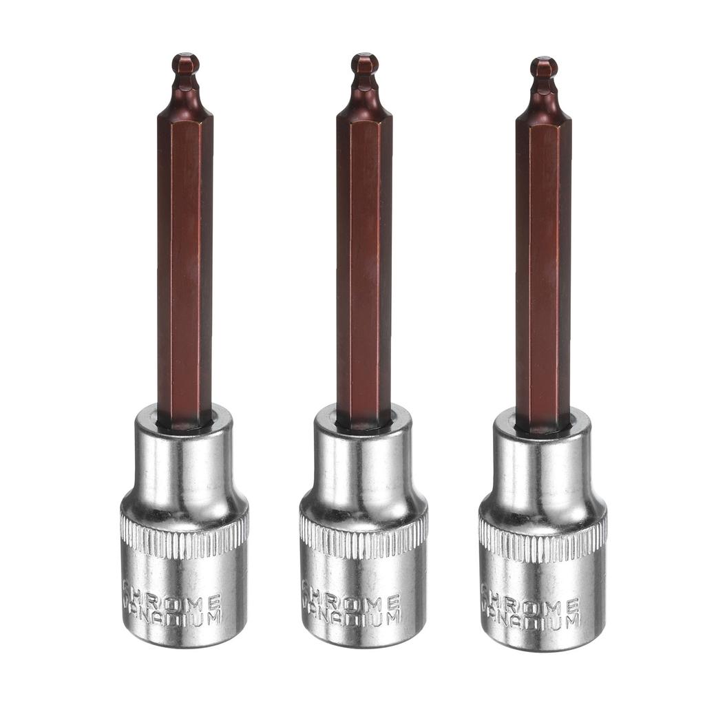 3pcs Ball End Hex Bit Socket 1/2" Square Drive Metric Extension Impact Bit Power Nut Driver Set Socket Ratchet Wrench Bit 4-12mm