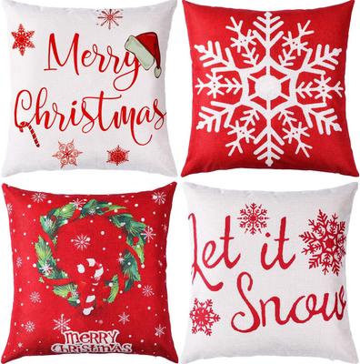 4pcs Christmas Cushion Cover Red Green Grey Snowflake Dwarf Durable Cover 2025 New for Home Ornament Xmas New Year Decoration