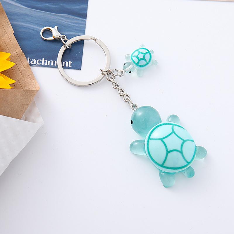 Cartoon 3D Luminous Turtle Keychain Pendant Cute Animals Charms Key Ring Exquisite Backpack Decoration Accessories Gifts