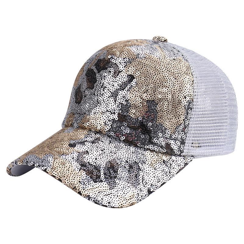 Fashion mesh sequins decoration simple niche light breathable baseball cap outdoor travel walking sunshade sunscreen cap