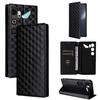 Cubic Grid Texture Flip Leather Phone Case