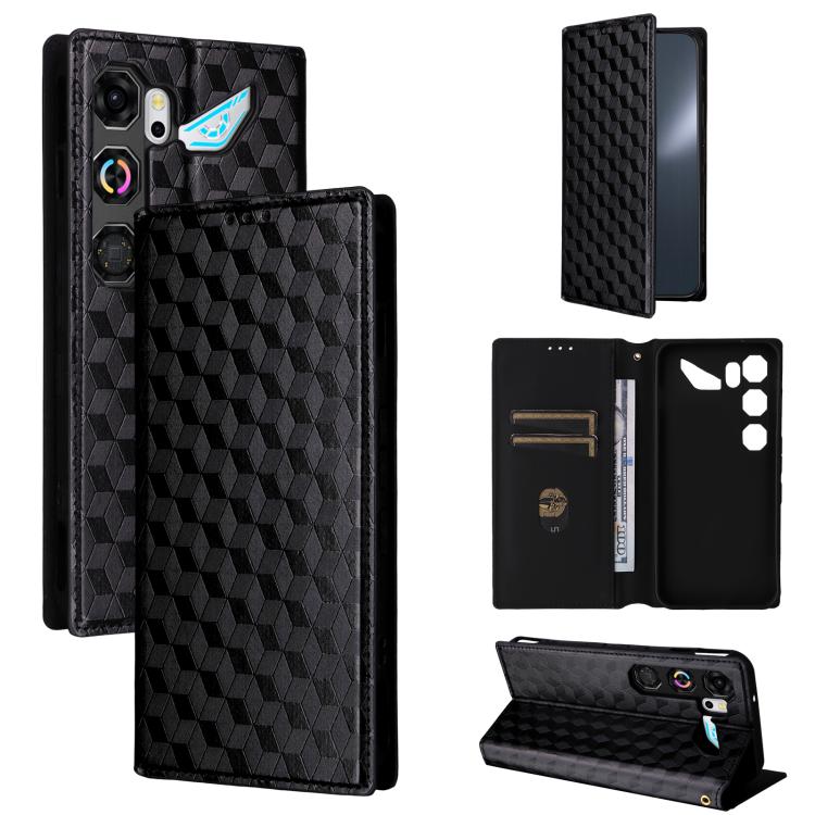 Cubic Grid Texture Flip Leather Phone Case