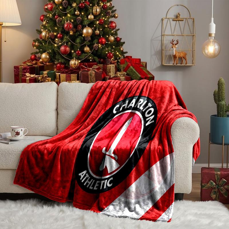 Charlton FC Crest Throws Blanket Flannel Blankets Plush for Couch Bed Gifts for Men Women Travel picnic blanket Christmas fan gifts