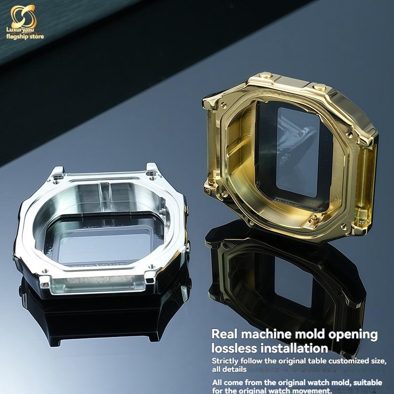 Dla Casio CASIO seria A168W zmodyfikowana stal nierdzewna metalowa mała sztabka złota srebrny blok koperta zegarka akcesoria do paska