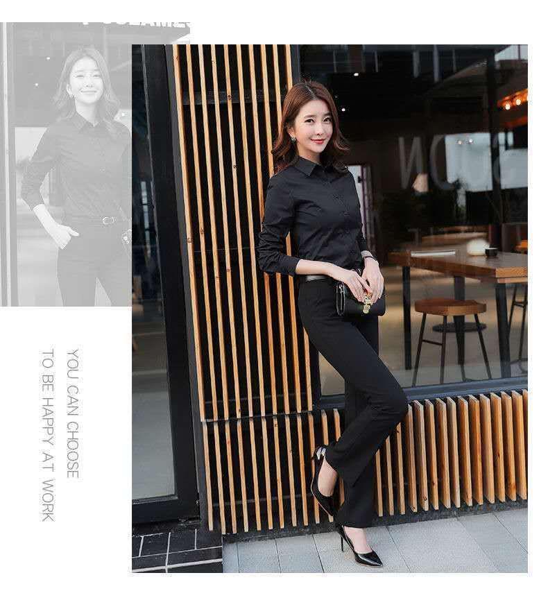 2025 Women's Versatile Long Sleeve White Shirt - Korean Style Professional Spring & Autumn Top