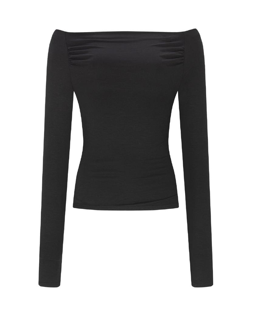 Peullijeunopallou Seni Long Off-Shoulder Top (Black)