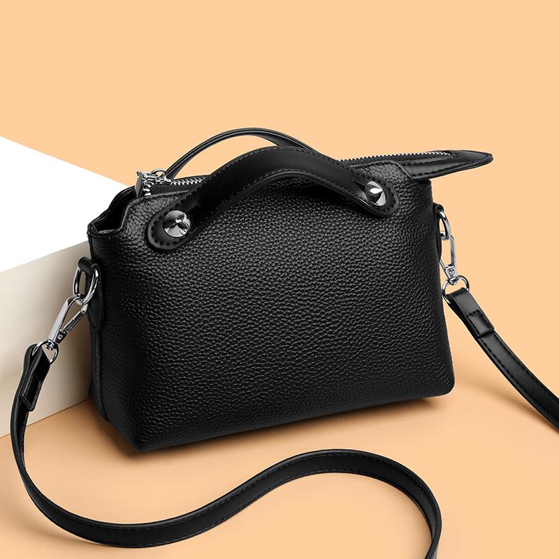 Modische einfarbige Damen-Schultertasche aus echtem Leder, Crossbody-Tasche, Luxus-Rindsleder, Damen-Handtaschen, Marken-Freizeit-Tote Sac A Main