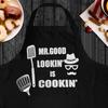 Aprons for Men, Mens Apron, Funny Chef Aprons for Men, Mr. Good Lookin' is Cookin’, Use for BBQ Grill Father's Day and Husband Birthday Gifts for