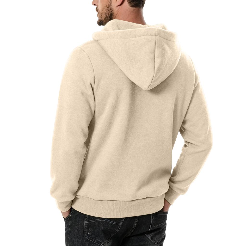 Men's Casual Hooded Sweatshirt Loose Fit Pullover Half Zip Patchwork Design Long Sleeve Pullover for Autumn Winter