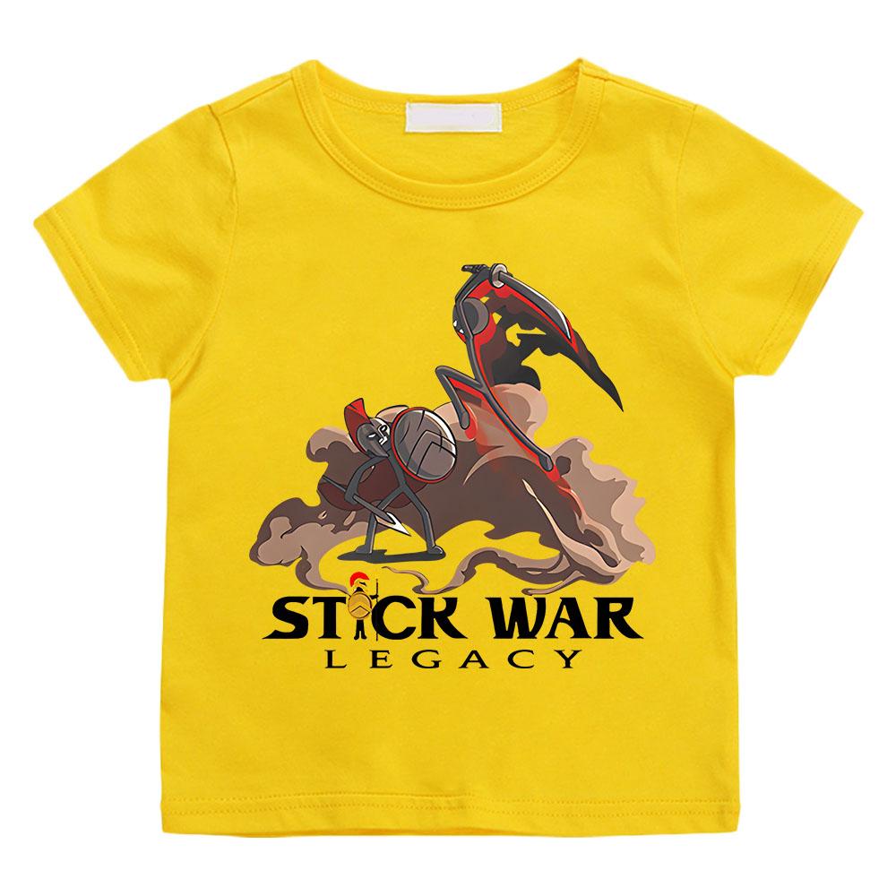 

Stick War Cartoon Print Tshirt Girls/Boys Kids Clothes Hip Hop Summer Lemmings Short Sleeve T Shirt Unisex Children Clothing 100 жёлтый
