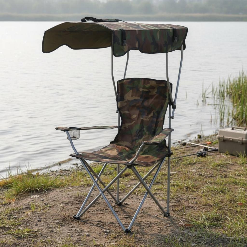 Fishing Chair with Roof Foldable Folding Camping Stool Portable Beach