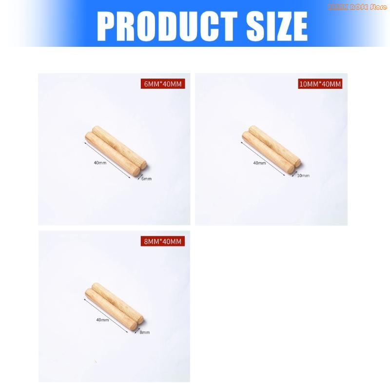 K1AE 100Pcs Woodworking Doweling Jig Round Fluted Wooden Plug Dowel Pin Rod Locator Furniture Fitting 6mm 10mm 10mm