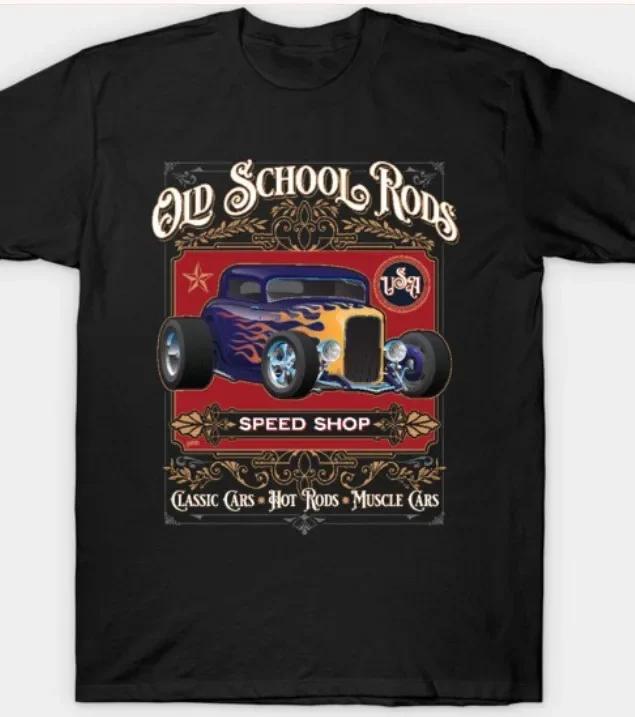 Classic Hot Rod Car Design T-Shirt Retro Style Vintage Fit S разноцветный