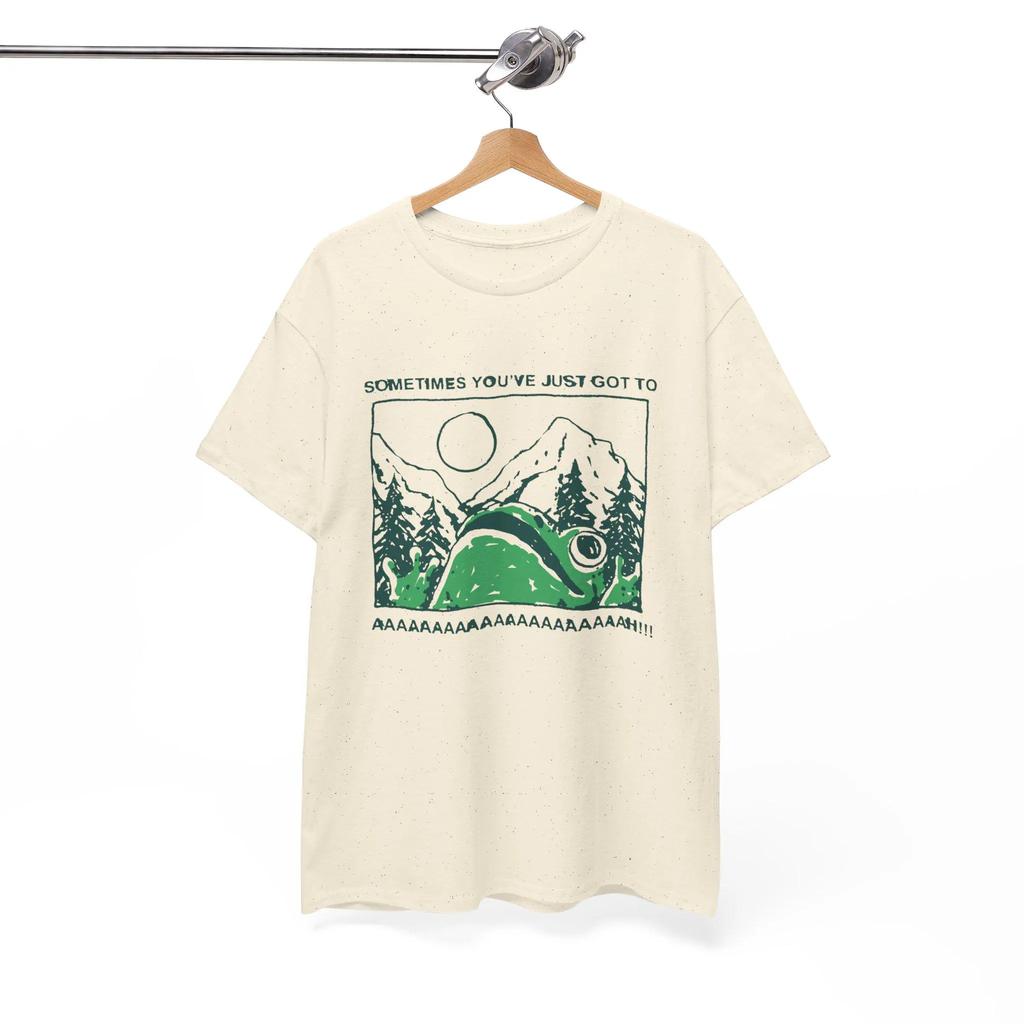 Funny Screaming Nature Frog Unisex T-shirt Graphic T Shirts Retro Streetwear High-quality Crew-neck Short-sleeved Men's T-shirt