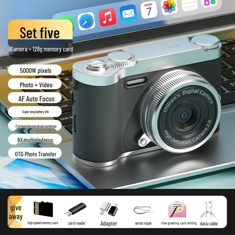 Retro Portable HD Entry-Level Selfie Card Camera for Students