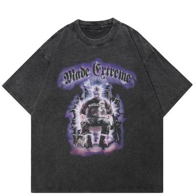 Maglietta grafica divertente streetwear in cotone lavato nero unisex top magliette estive maniche corte