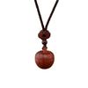 Ethnic Sandalwood Apple Pendant Necklace, Long Wooden Accessory for Women & Men, Openable Sweater Chain