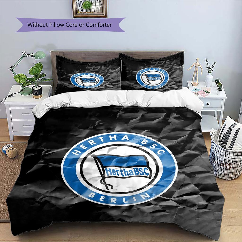 Hertha BSC Pattern Bedding,Quilt Set Quilt Cover Pillowcase Home Birthday Gift(1 * Duvet Cover + 2 * Pillowcase, Without Core)