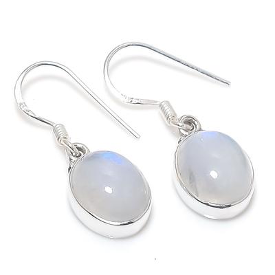 Natürlicher Regenbogenmondstein Edelstein 925 Massiver Sterling Silber Ohrring 1,25" b4B25
