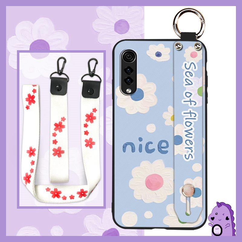 Wrist Strap Flower Phone Case For LG Velvet 4G/5G Shockproof Waterproof Soft Case Fashion Design Anti-dust Kickstand