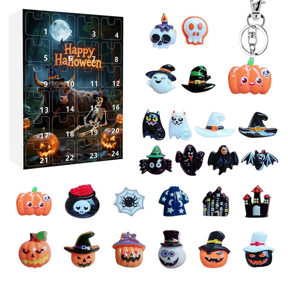 Horror Countdown Kalender Feiertagsskulpturen Tischdekoration Gruselige Statuen 24-Tage Advent Halloween-Figuren Für Kamin