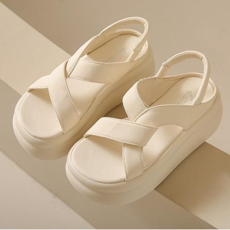 Thick soled simple comfortable round toe sandals for women's outdoor wear new summer versatile lightweight casual shoes